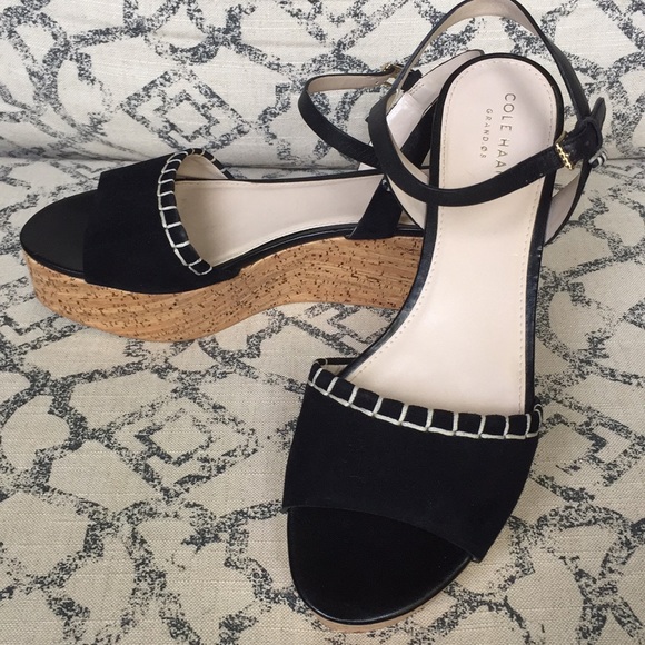✨Host Pick✨ Cole Haan suede/leather/cork flat wedge sandals - Picture 1 of 5